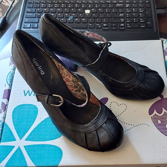 Spring sz 37 Black Mary Jane Pumps - Picture 2 of 7